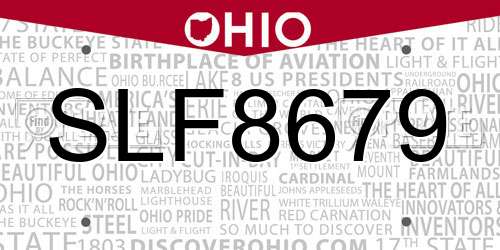 SLF8679 Ohio License Plate
