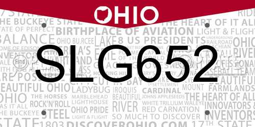 SLG652 Ohio License Plate