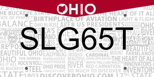 SLG65T Ohio License Plate