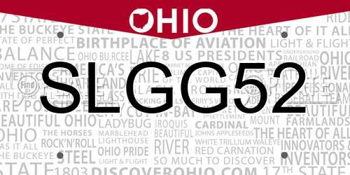 SLGG52 Ohio License Plate
