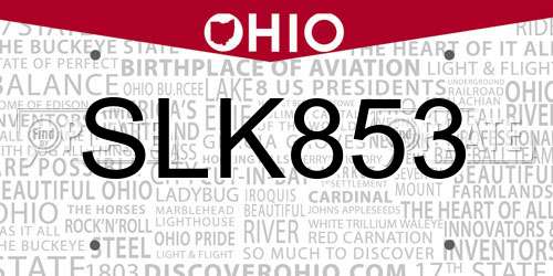 SLK853 Ohio License Plate