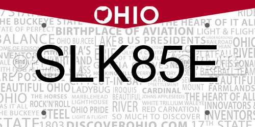 SLK85E Ohio License Plate