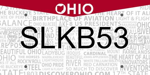 SLKB53 Ohio License Plate