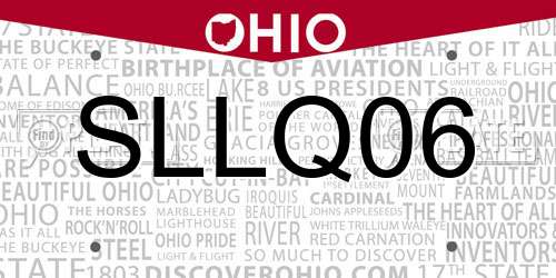 SLLQ06 Ohio License Plate