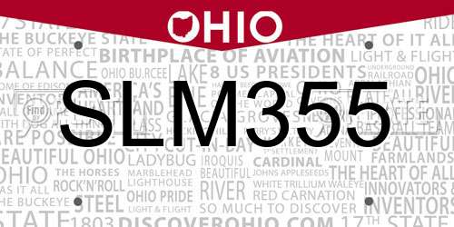 SLM355 Ohio License Plate