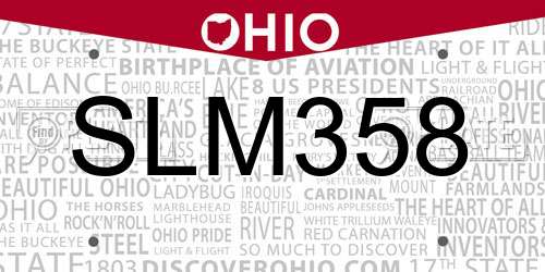 SLM358 Ohio License Plate