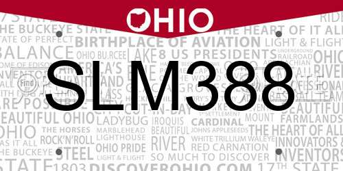 SLM388 Ohio License Plate