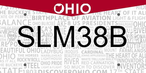 SLM38B Ohio License Plate