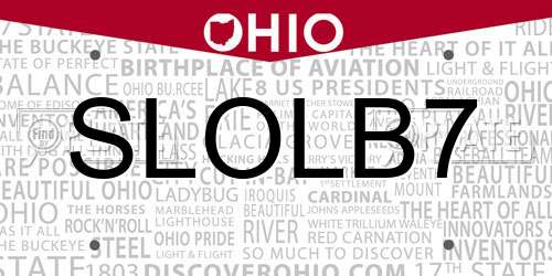 SLOLB7 Ohio License Plate