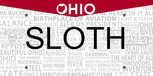 SLOTH Ohio License Plate