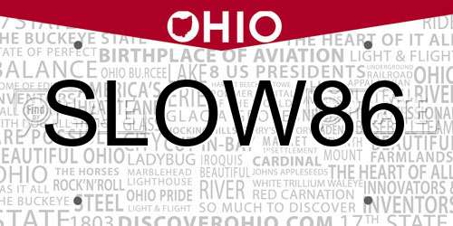SLOW86 Ohio License Plate