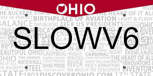 SLOWV6 Ohio License Plate