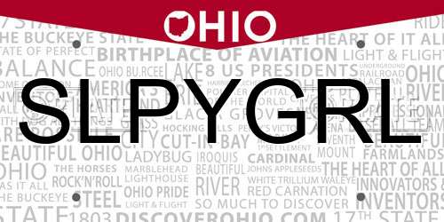 SLPYGRL Ohio License Plate