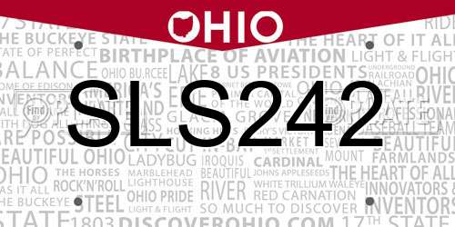 SLS242 Ohio License Plate