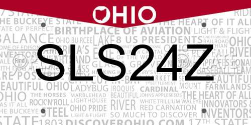 SLS24Z Ohio License Plate