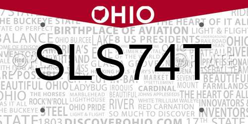SLS74T Ohio License Plate