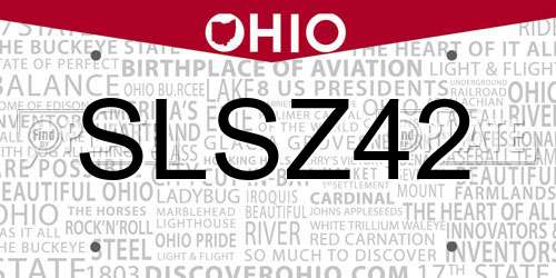 SLSZ42 Ohio License Plate