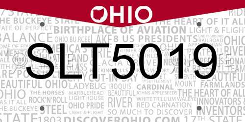 SLT5019 Ohio License Plate