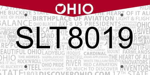 SLT8019 Ohio License Plate