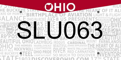 SLU063 Ohio License Plate
