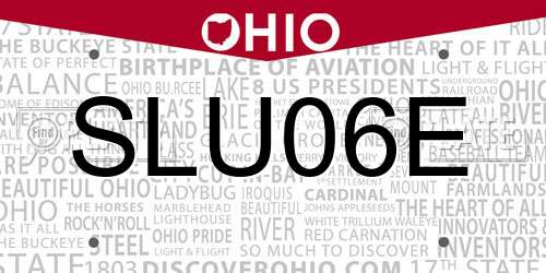 SLU06E Ohio License Plate