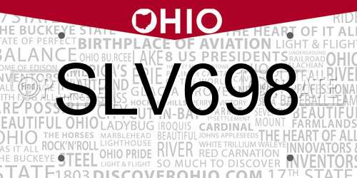 SLV698 Ohio License Plate