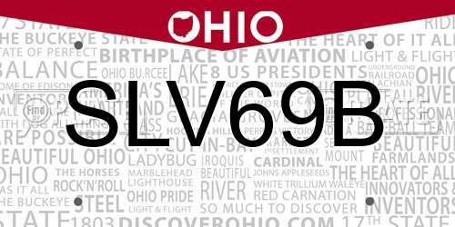 SLV69B Ohio License Plate