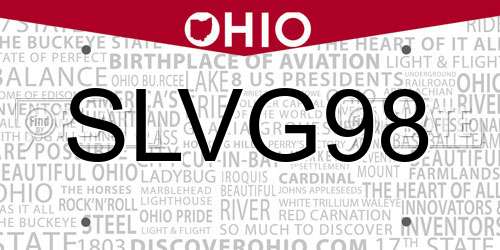 SLVG98 Ohio License Plate