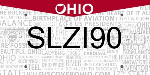 SLZI90 Ohio License Plate