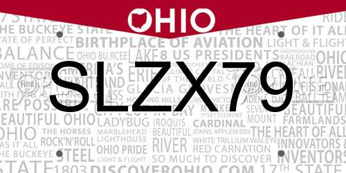 SLZX79 Ohio License Plate