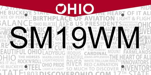 SM19WM Ohio License Plate