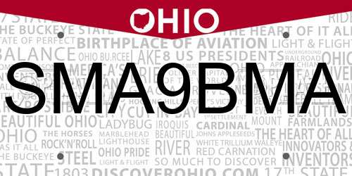 SMA9BMA Ohio License Plate