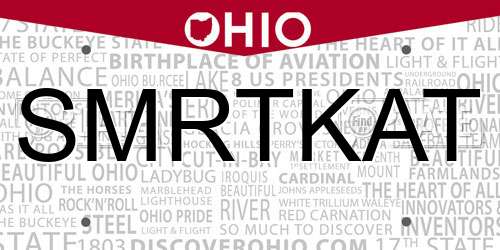 SMRTKAT Ohio License Plate