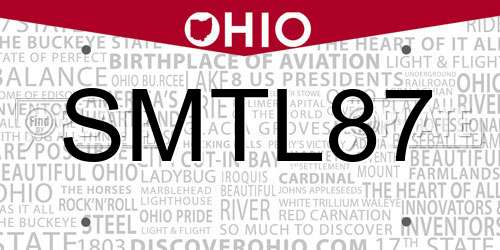 SMTL87 Ohio License Plate