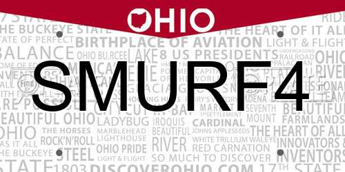 SMURF4 Ohio License Plate