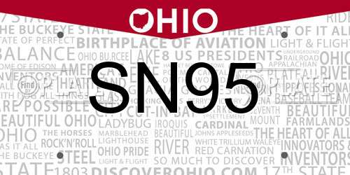 SN95 Ohio License Plate