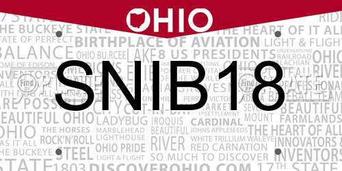 SNIB18 Ohio License Plate