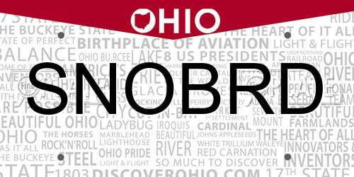 SNOBRD Ohio License Plate