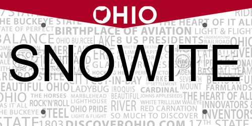 SNOWITE Ohio License Plate