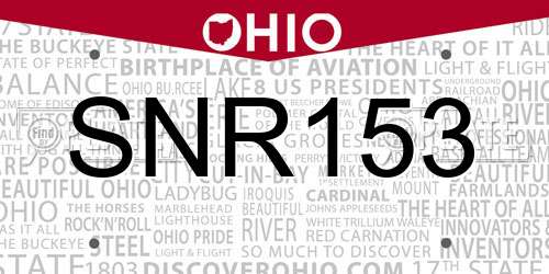SNR153 Ohio License Plate