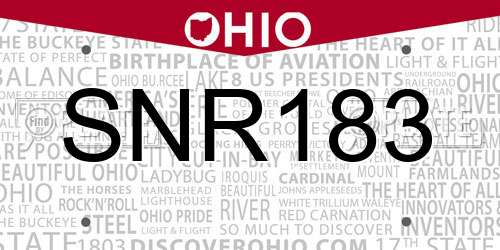 SNR183 Ohio License Plate
