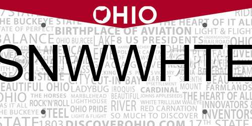 SNWWHTE Ohio License Plate