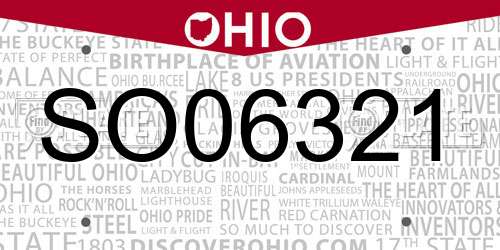 SO06321 Ohio License Plate