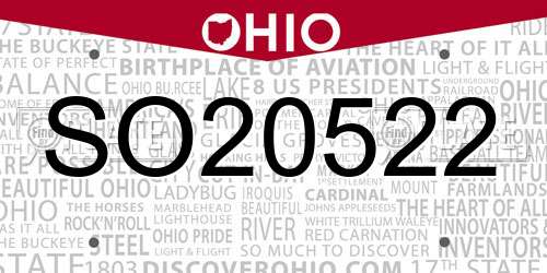 SO20522 Ohio License Plate