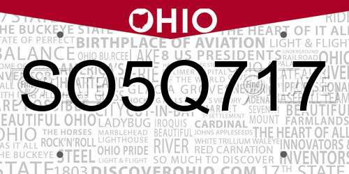 SO5Q717 Ohio License Plate
