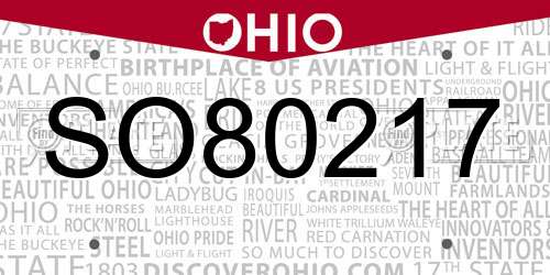 SO80217 Ohio License Plate