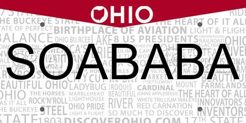 SOABABA Ohio License Plate