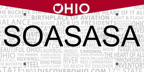 SOASASA Ohio License Plate