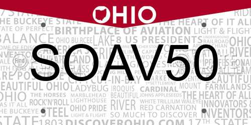 SOAV50 Ohio License Plate