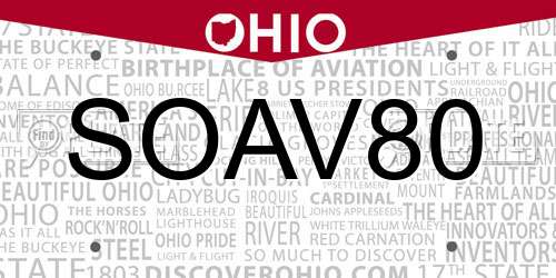 SOAV80 Ohio License Plate
